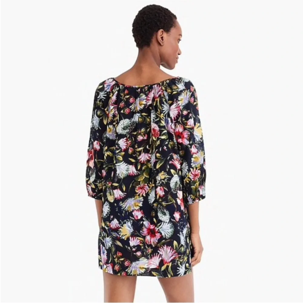 J. Crew L K5050 scoop neck tassel tie floral tunic beach dress coverup